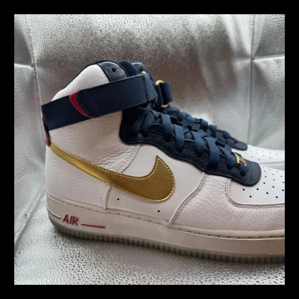 Size 12 Nike Air‎ Force 1 Premium High White USA Team Olympic Shoes 525317-100